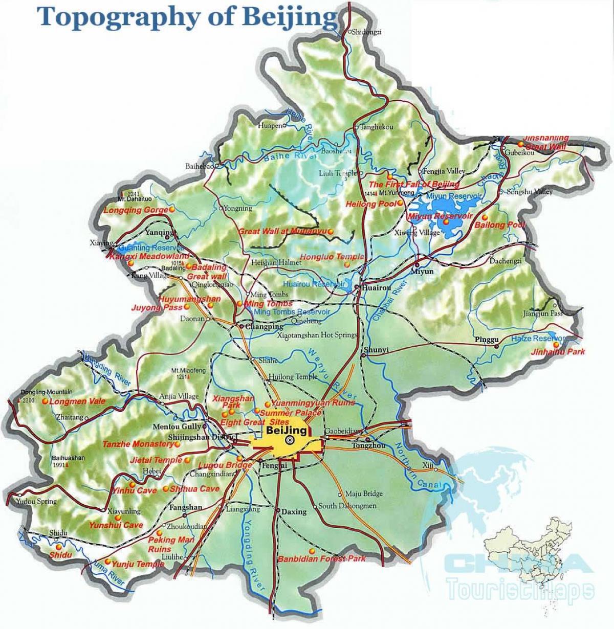 карта Пекинга топографске