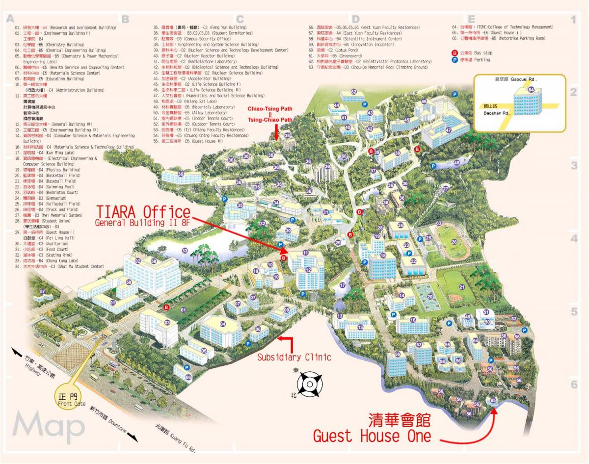 мапу кампуса Универзитета Тсингхуа 